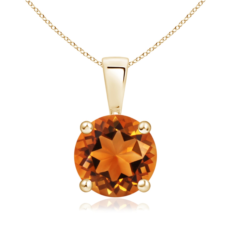 8mm AAAA Classic Round Citrine Solitaire Pendant in 9K Yellow Gold 