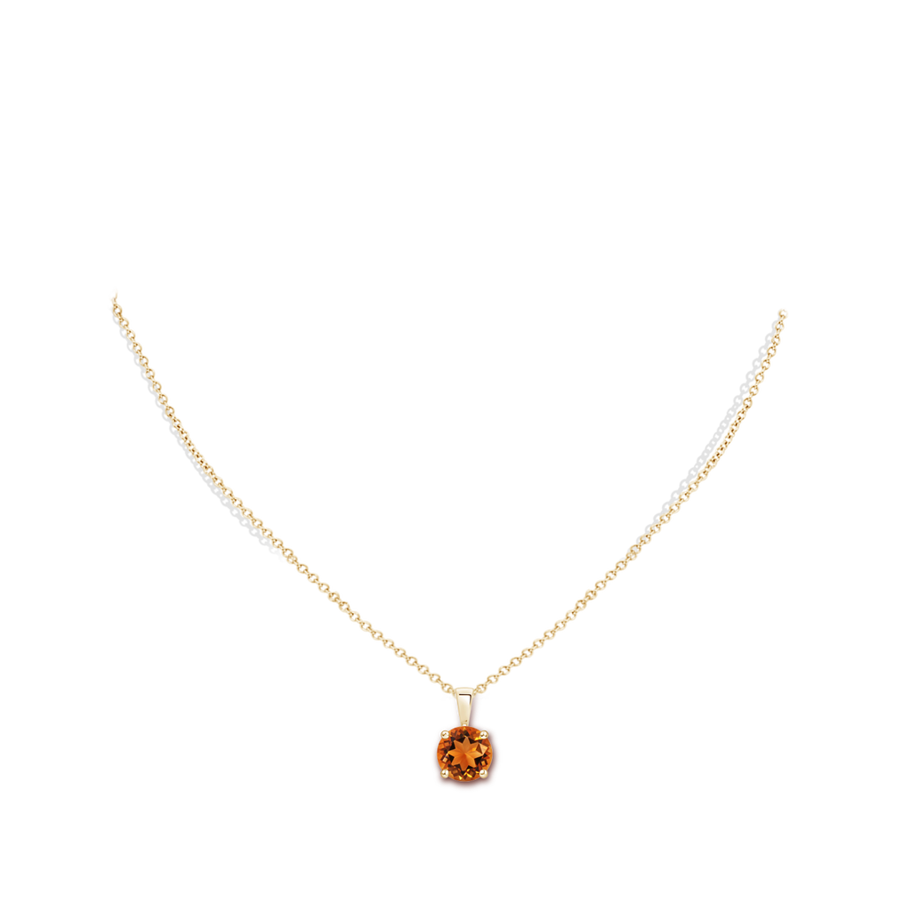 8mm AAAA Classic Round Citrine Solitaire Pendant in 9K Yellow Gold Body-Neck