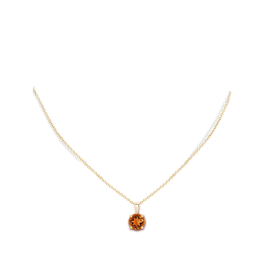 8mm AAAA Classic Round Citrine Solitaire Pendant in 9K Yellow Gold body-neck