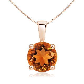 8mm AAAA Classic Round Citrine Solitaire Pendant in Rose Gold