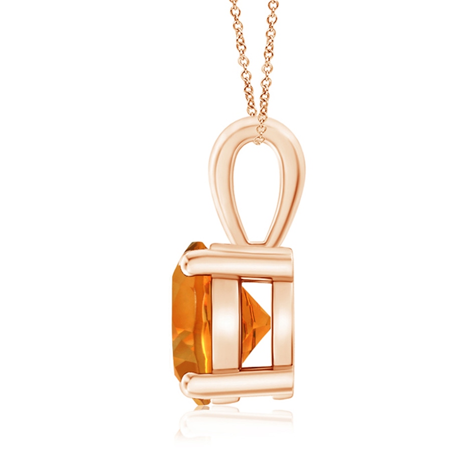 8mm AAAA Classic Round Citrine Solitaire Pendant in Rose Gold side 1