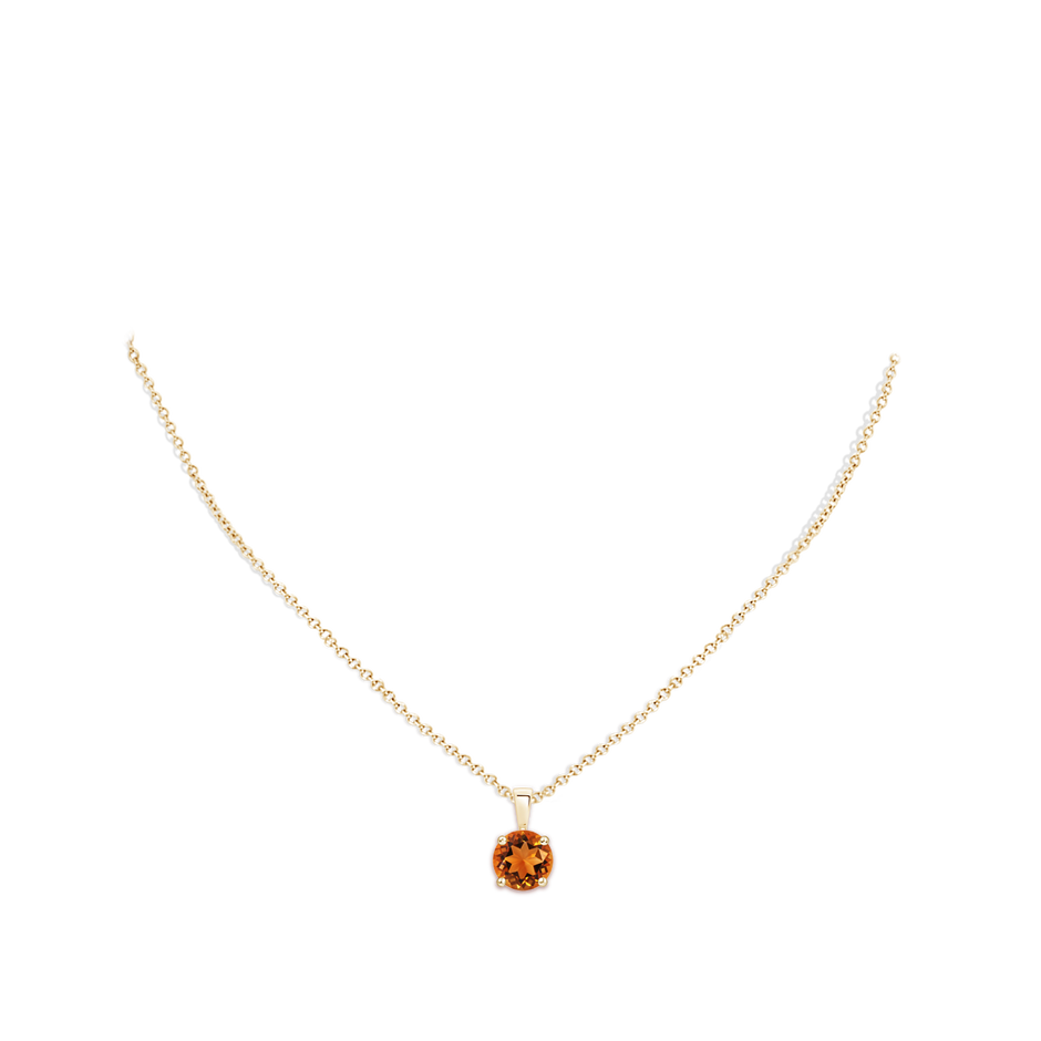 9mm AAAA Classic Prong-Set Round Citrine Solitaire Pendant in 18K Yellow Gold pen
