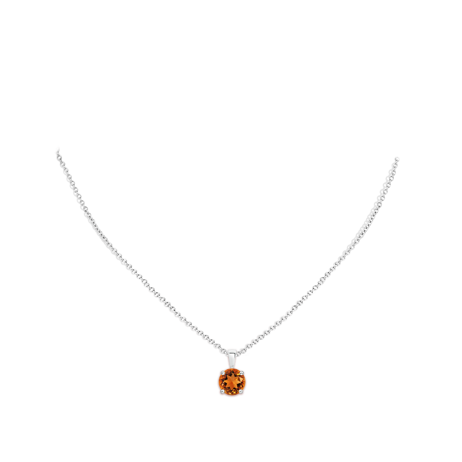 9mm AAAA Classic Prong-Set Round Citrine Solitaire Pendant in P950 Platinum pen
