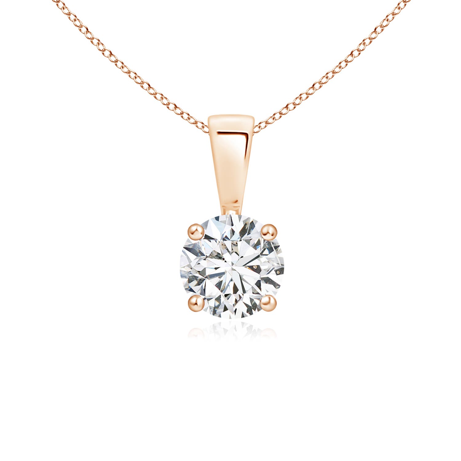 5.1mm HSI2 Classic Round Diamond Solitaire Pendant in Rose Gold