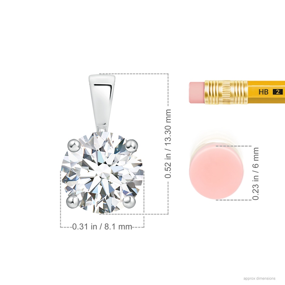 8.1mm GVS2 Classic Round Diamond Solitaire Pendant in P950 Platinum ruler