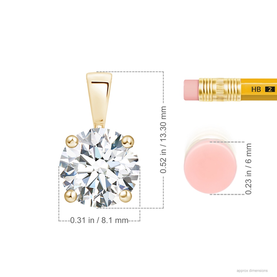 8.1mm GVS2 Classic Round Diamond Solitaire Pendant in Yellow Gold ruler