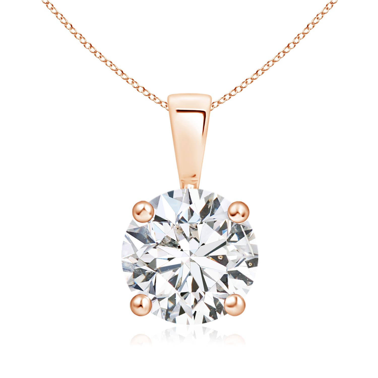 8.1mm HSI2 Classic Round Diamond Solitaire Pendant in Rose Gold