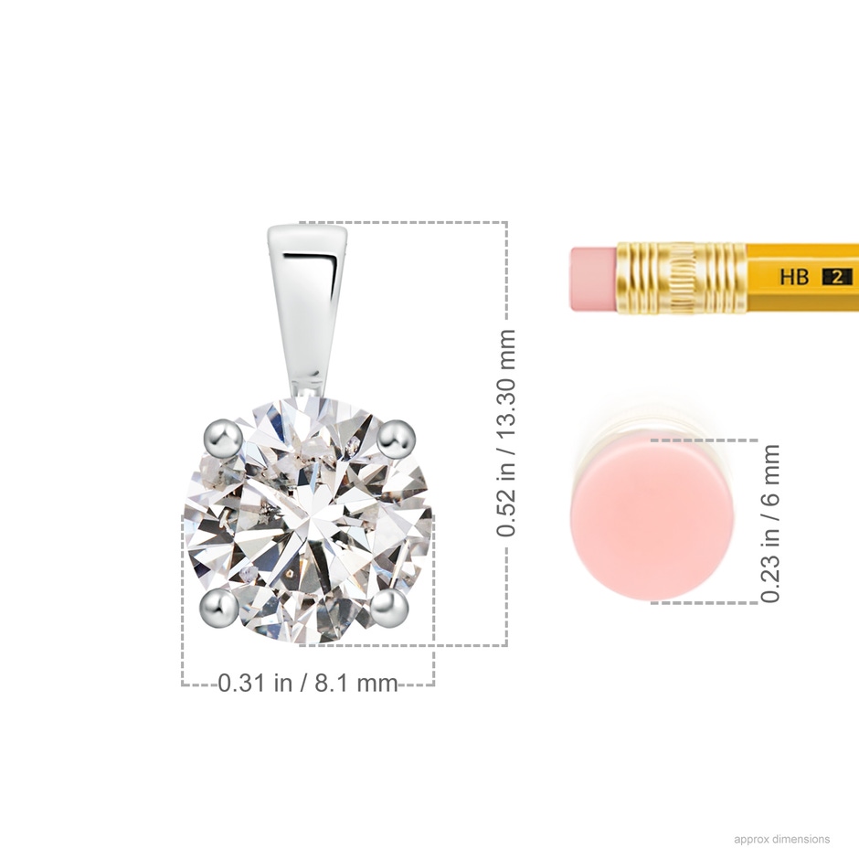 8.1mm IJI1I2 Classic Round Diamond Solitaire Pendant in P950 Platinum ruler