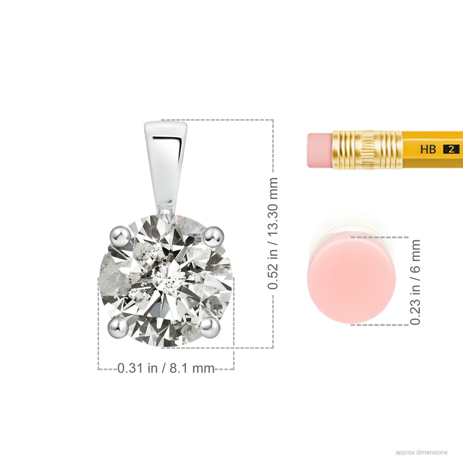 8.1mm KI3 Classic Round Diamond Solitaire Pendant in White Gold ruler