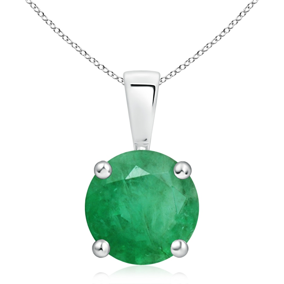 10mm A Classic Prong-Set Round Emerald Solitaire Pendant in P950 Platinum 