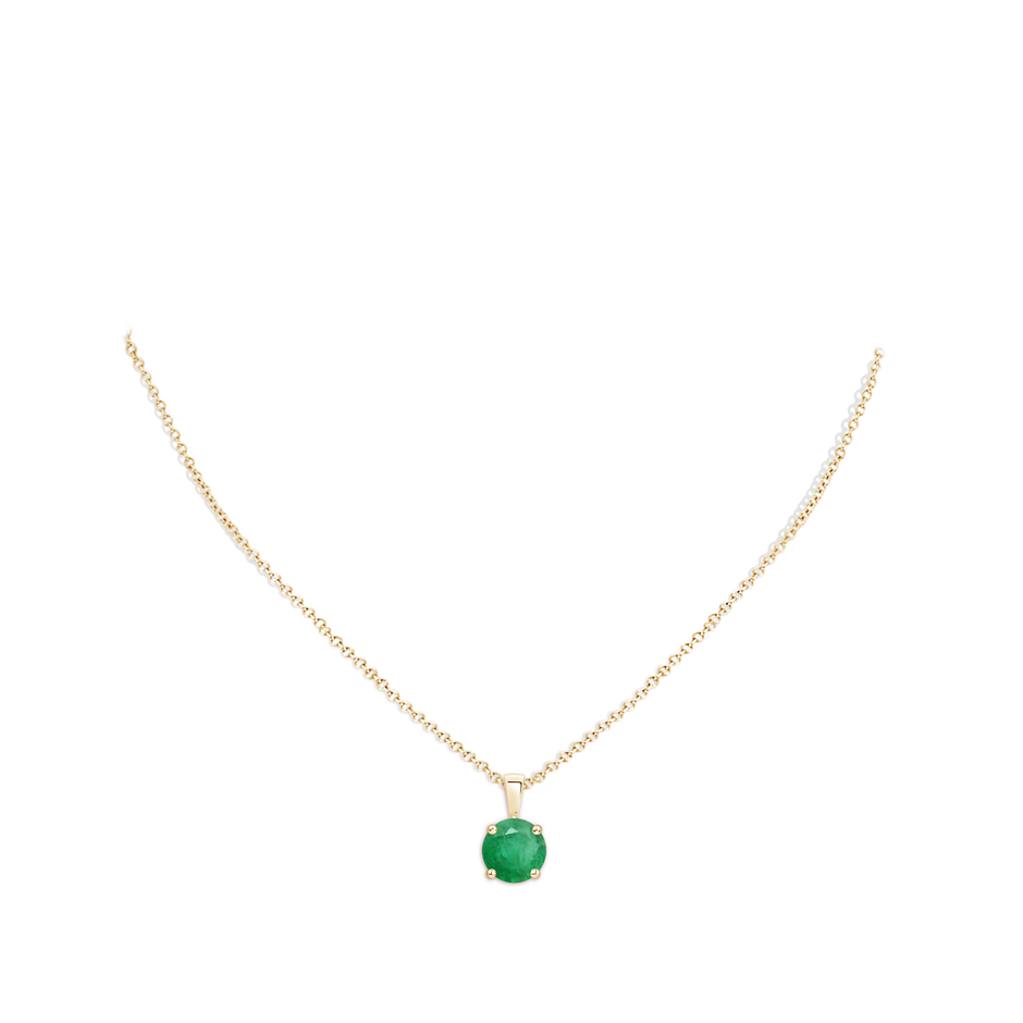 10mm A Classic Prong-Set Round Emerald Solitaire Pendant in Yellow Gold pen