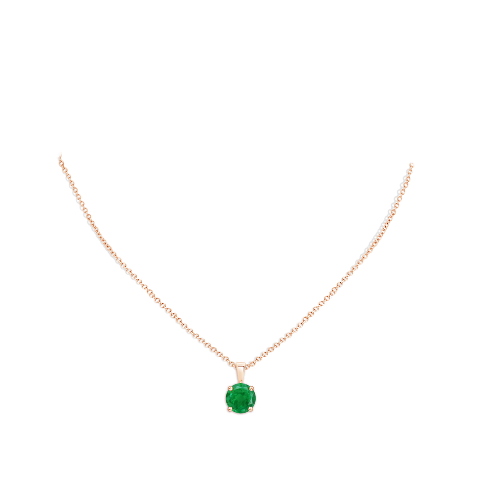 10mm AA Classic Prong-Set Round Emerald Solitaire Pendant in 18K Rose Gold pen