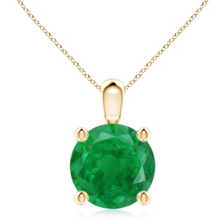 10mm AA Classic Round Emerald Solitaire Pendant in 9K Yellow Gold