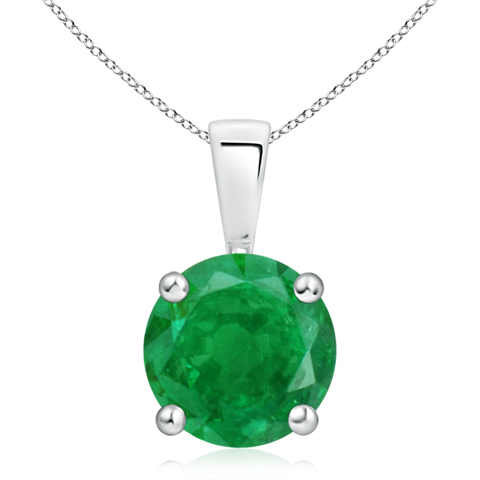 10mm AA Classic Prong-Set Round Emerald Solitaire Pendant in P950 Platinum 