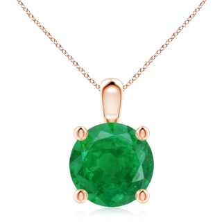 10mm AA Classic Round Emerald Solitaire Pendant in Rose Gold