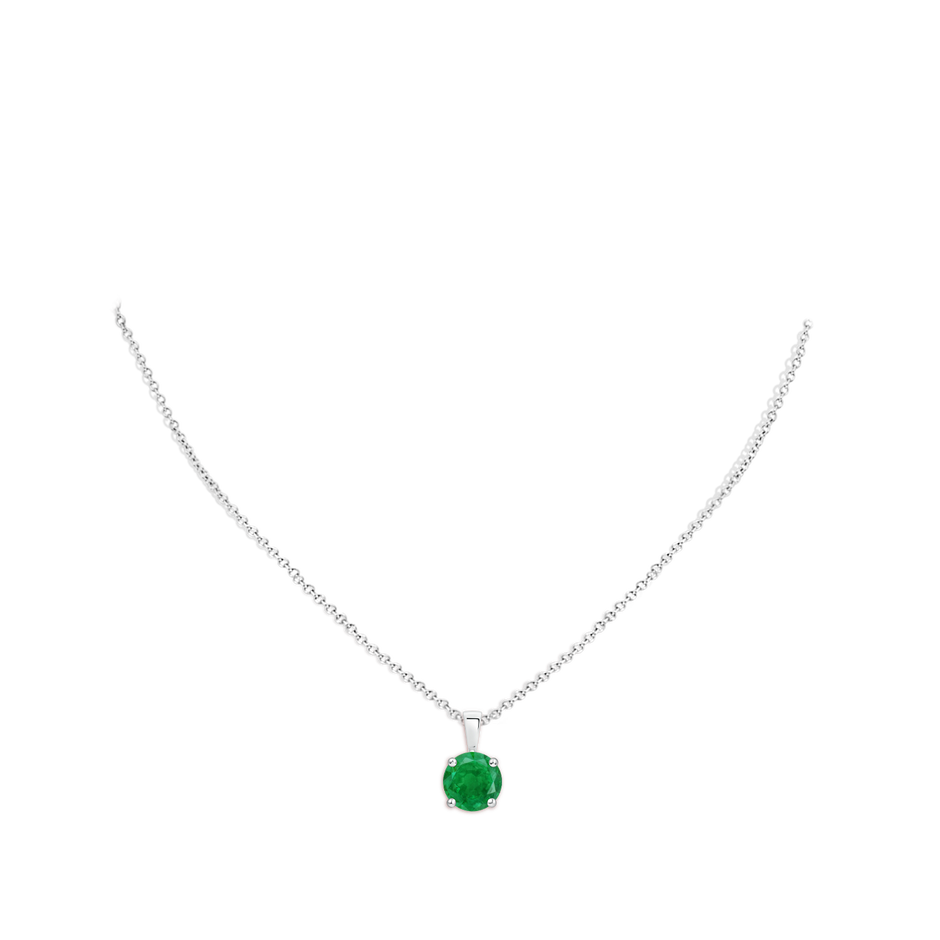 10mm AA Classic Prong-Set Round Emerald Solitaire Pendant in White Gold pen