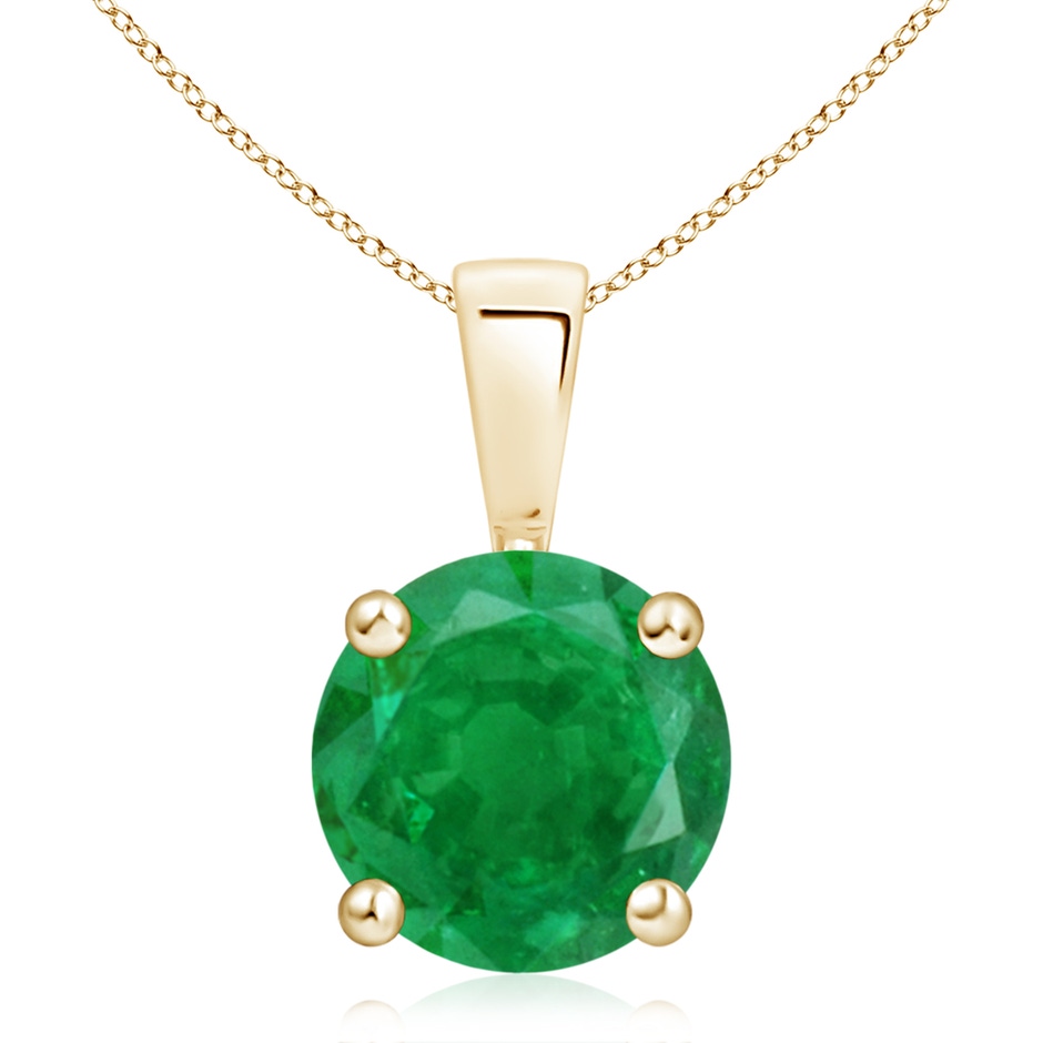10mm AA Classic Prong-Set Round Emerald Solitaire Pendant in Yellow Gold 