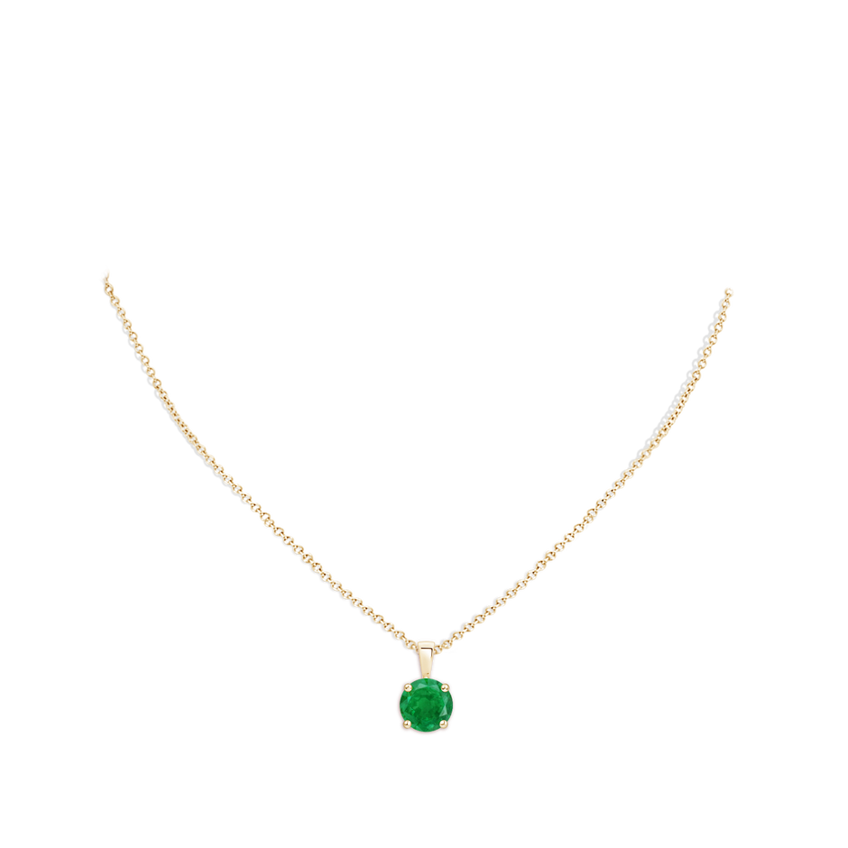 10mm AA Classic Prong-Set Round Emerald Solitaire Pendant in Yellow Gold pen