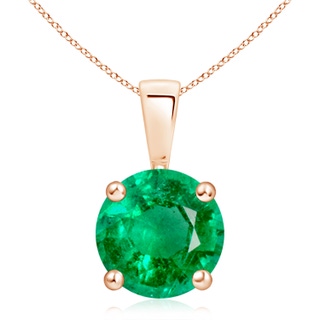 10mm AAA Classic Prong-Set Round Emerald Solitaire Pendant in 18K Rose Gold