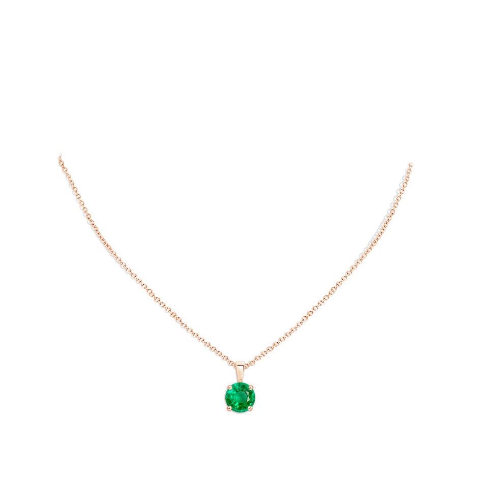 10mm AAA Classic Prong-Set Round Emerald Solitaire Pendant in 18K Rose Gold pen
