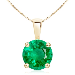 10mm AAA Classic Round Emerald Solitaire Pendant in 9K Yellow Gold