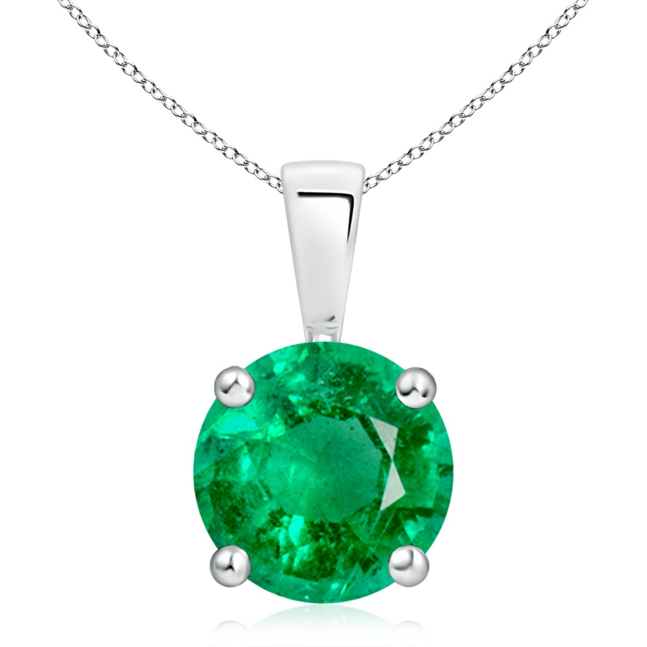 10mm AAA Classic Prong-Set Round Emerald Solitaire Pendant in P950 Platinum 