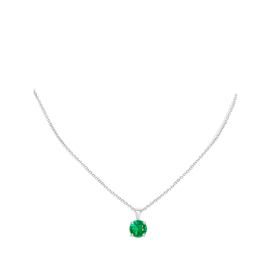 10mm AAA Classic Prong-Set Round Emerald Solitaire Pendant in P950 Platinum pen