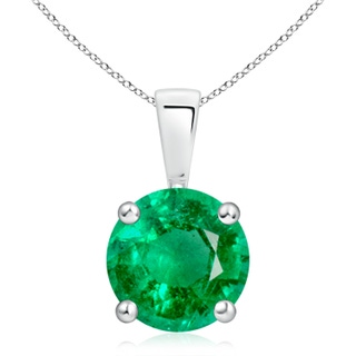 10mm AAA Classic Round Emerald Solitaire Pendant in S999 Silver