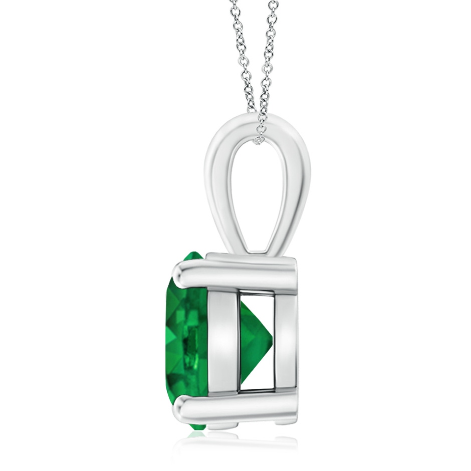 10mm AAA Classic Prong-Set Round Emerald Solitaire Pendant in S999 Silver side 199