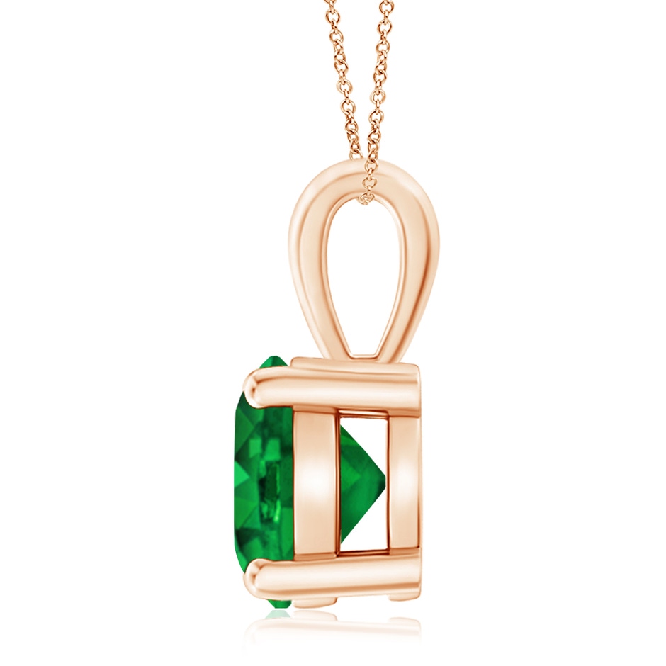 10mm AAAA Classic Prong-Set Round Emerald Solitaire Pendant in 18K Rose Gold side 199