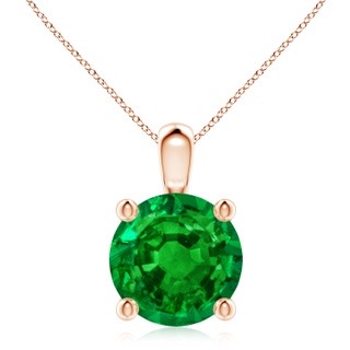 10mm AAAA Classic Round Emerald Solitaire Pendant in Rose Gold
