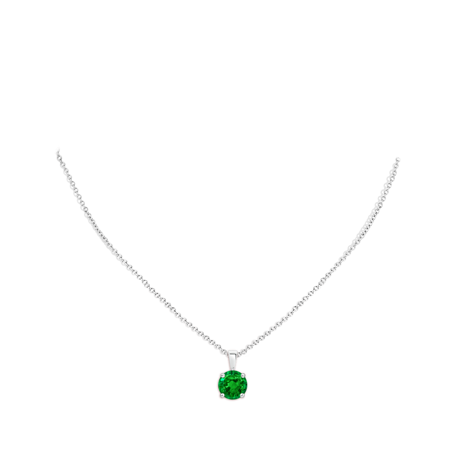 10mm AAAA Classic Prong-Set Round Emerald Solitaire Pendant in White Gold pen