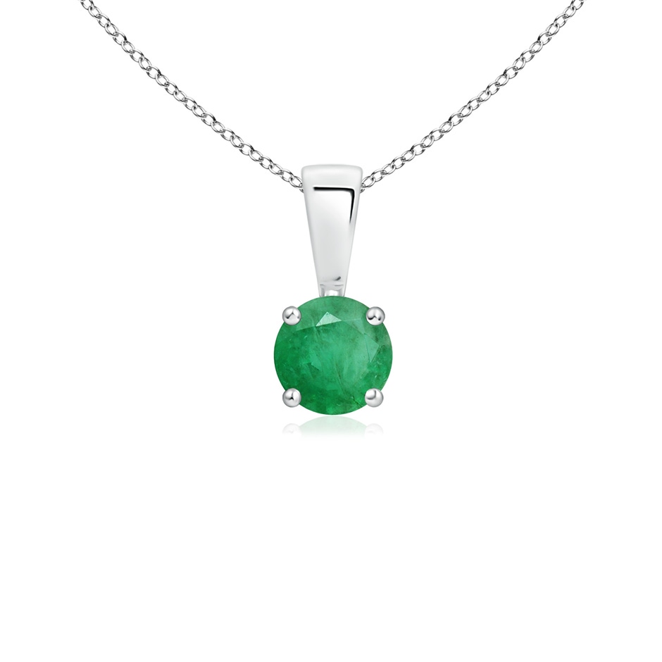 4mm A Classic Prong-Set Round Emerald Solitaire Pendant in P950 Platinum 
