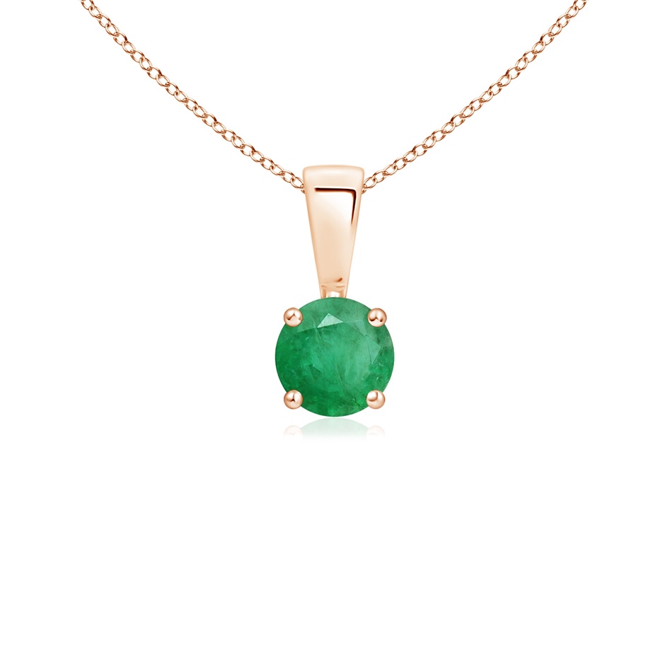 4mm A Classic Prong-Set Round Emerald Solitaire Pendant in Rose Gold 