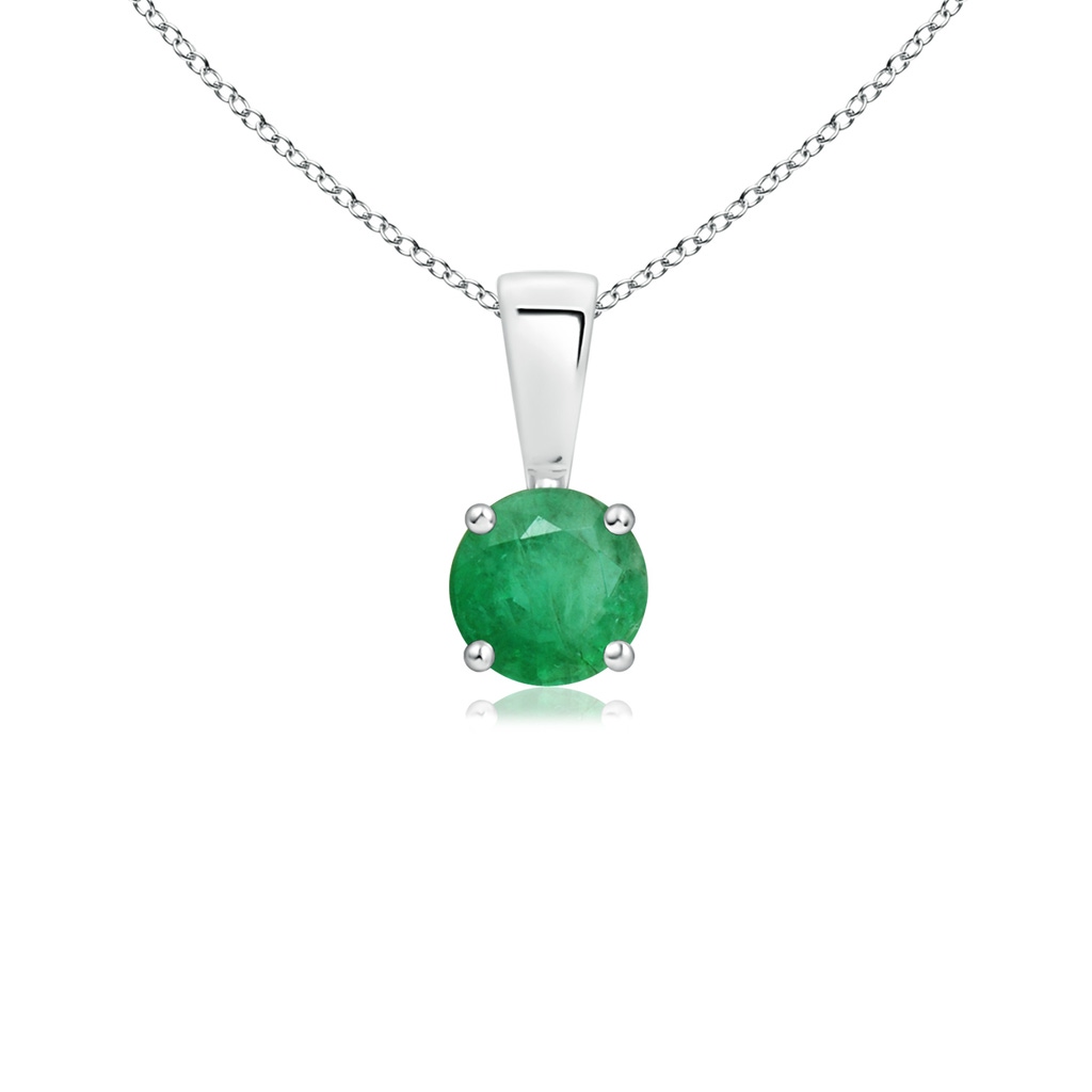 4mm A Classic Round Emerald Solitaire Pendant in S999 Silver