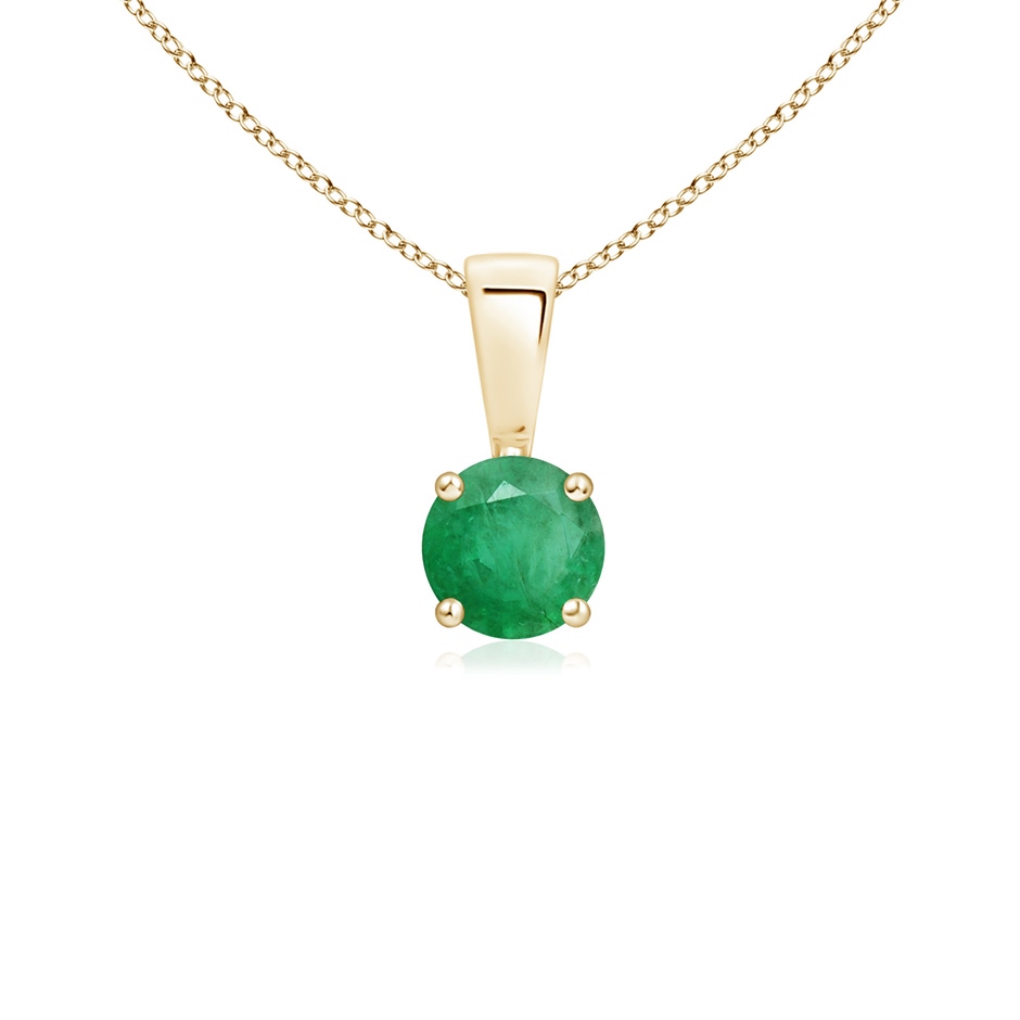 4mm A Classic Prong-Set Round Emerald Solitaire Pendant in Yellow Gold 