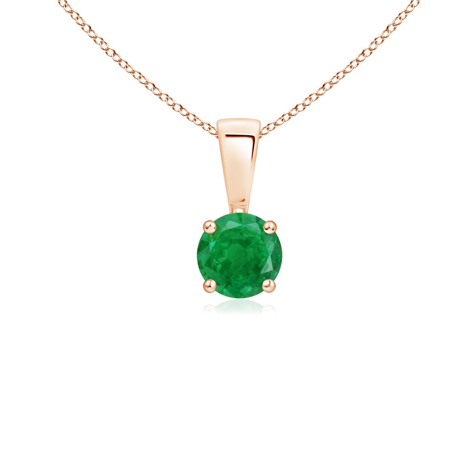 4mm AA Classic Prong-Set Round Emerald Solitaire Pendant in Rose Gold 
