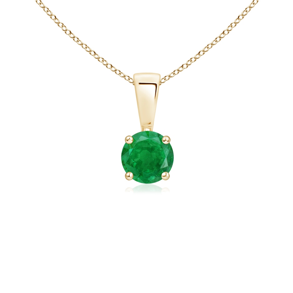 4mm AA Classic Prong-Set Round Emerald Solitaire Pendant in Yellow Gold 
