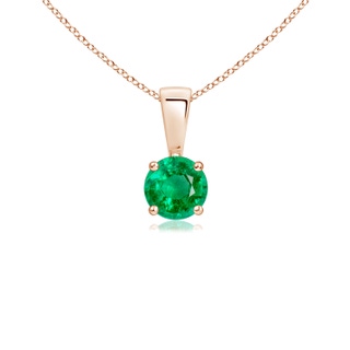 4mm AAA Classic Round Emerald Solitaire Pendant in 9K Rose Gold