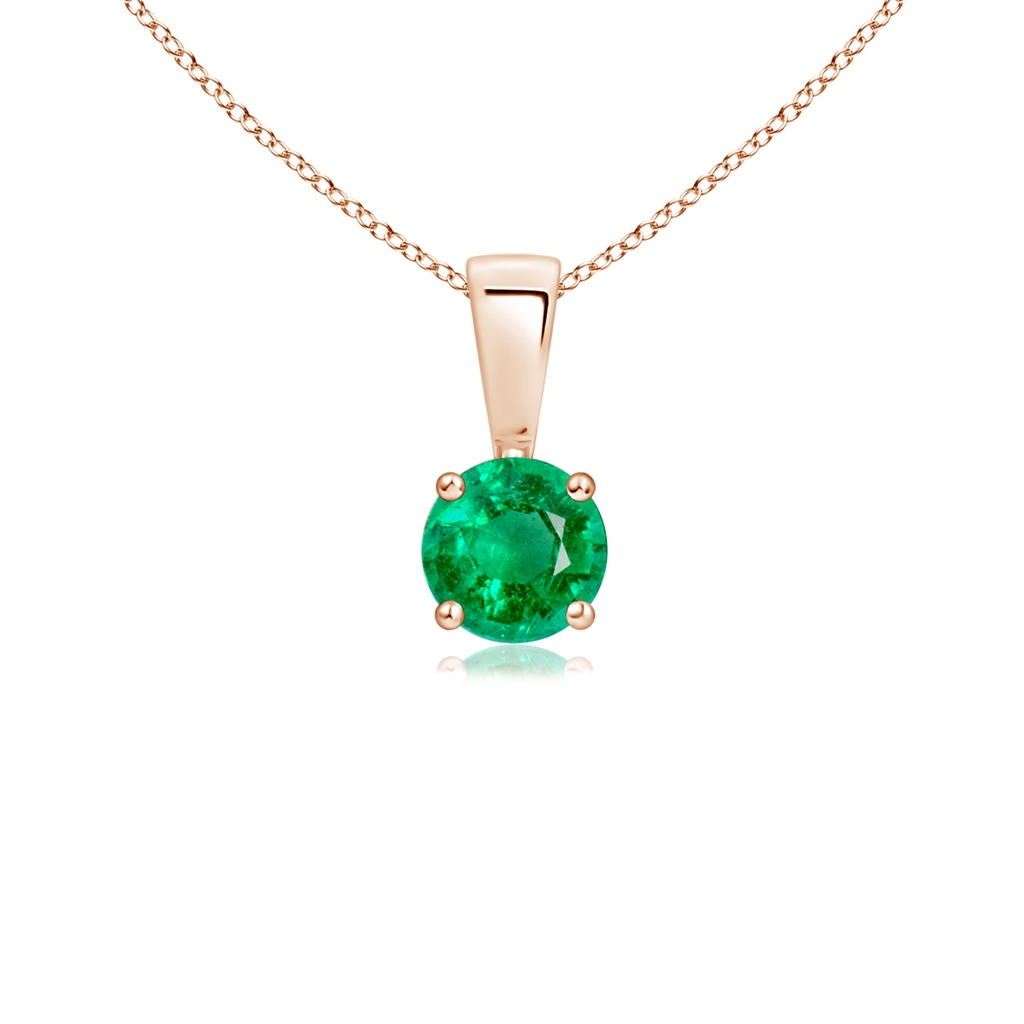 4mm AAA Classic Round Emerald Solitaire Pendant in Rose Gold