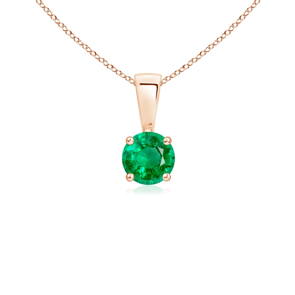 4mm AAA Classic Prong-Set Round Emerald Solitaire Pendant in Rose Gold 
