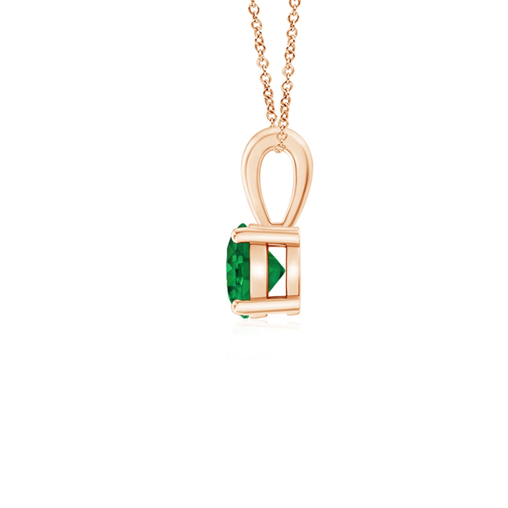 4mm AAA Classic Round Emerald Solitaire Pendant in Rose Gold Side 199