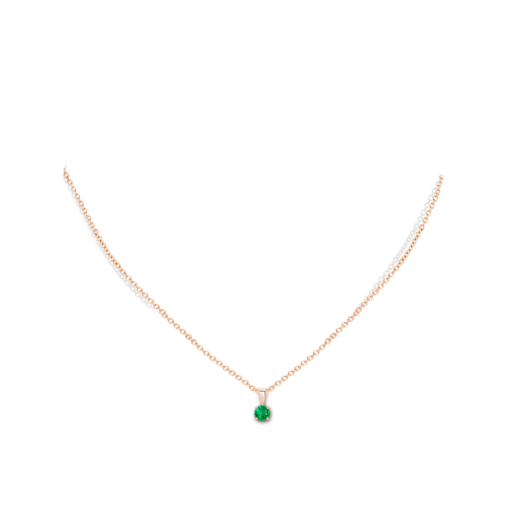 4mm AAA Classic Round Emerald Solitaire Pendant in Rose Gold pen