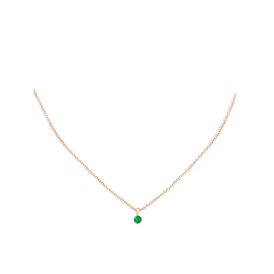 4mm AAA Classic Prong-Set Round Emerald Solitaire Pendant in Rose Gold pen