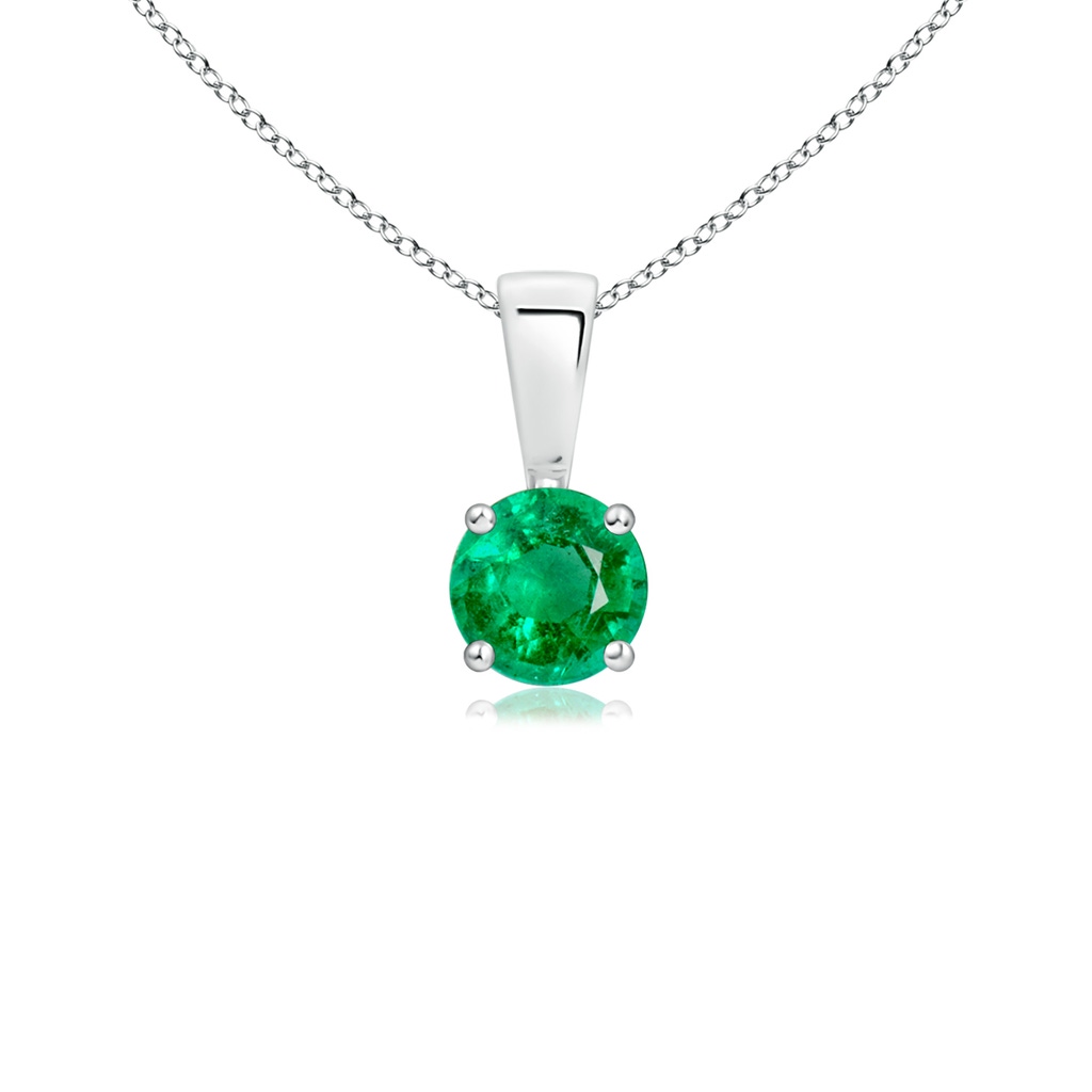 4mm AAA Classic Round Emerald Solitaire Pendant in S999 Silver