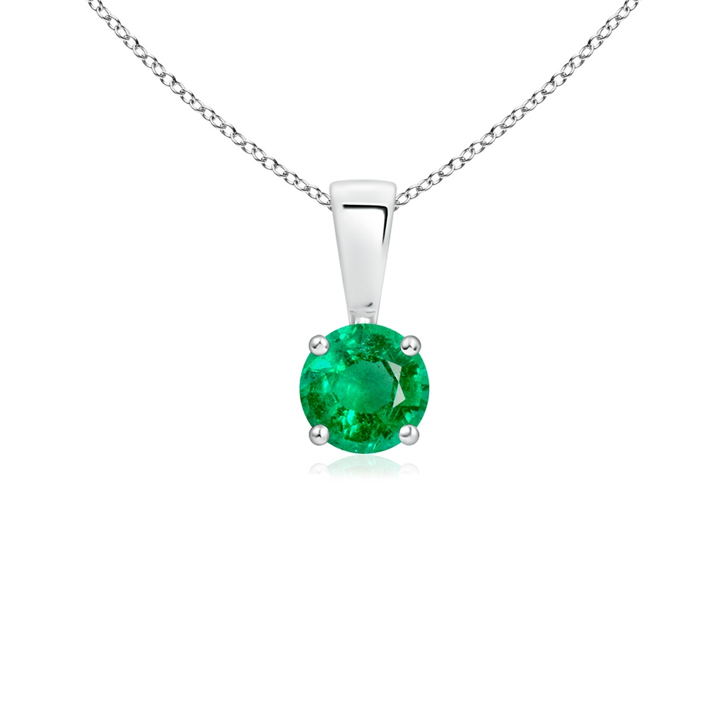 4mm AAA Classic Prong-Set Round Emerald Solitaire Pendant in S999 Silver