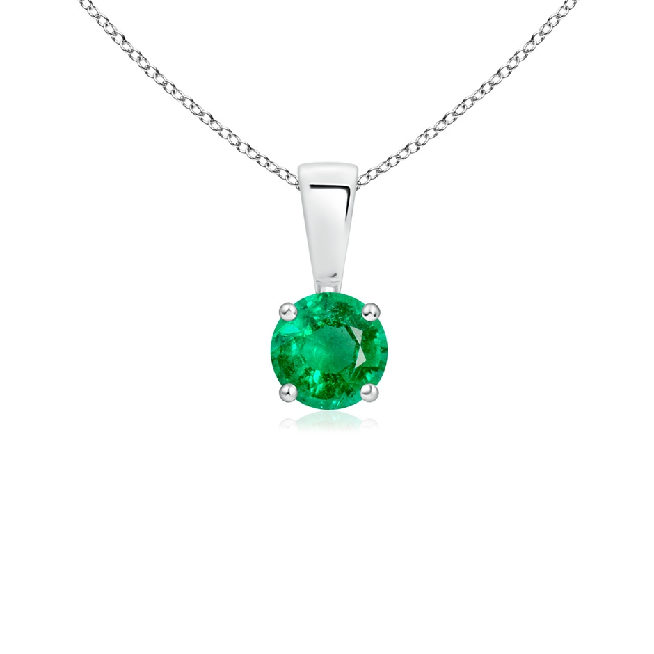 4mm AAA Classic Prong-Set Round Emerald Solitaire Pendant in S999 Silver 