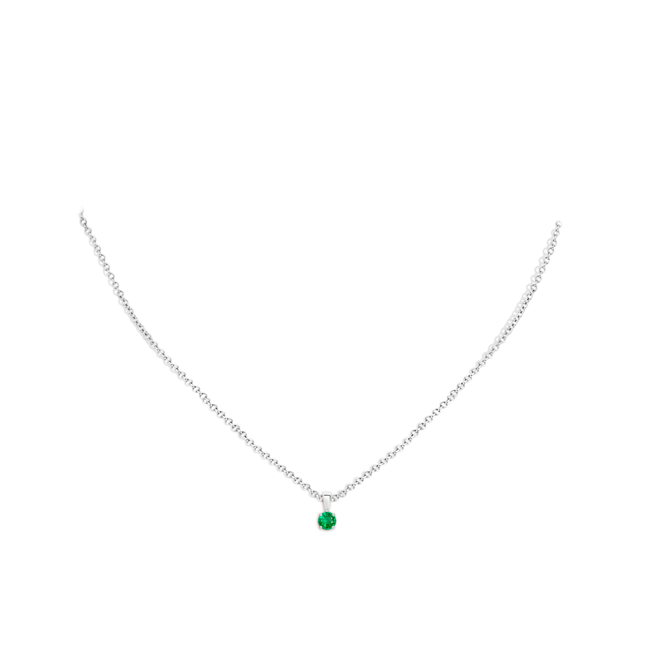 4mm AAA Classic Prong-Set Round Emerald Solitaire Pendant in S999 Silver pen