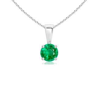 4mm AAA Classic Round Emerald Solitaire Pendant in White Gold