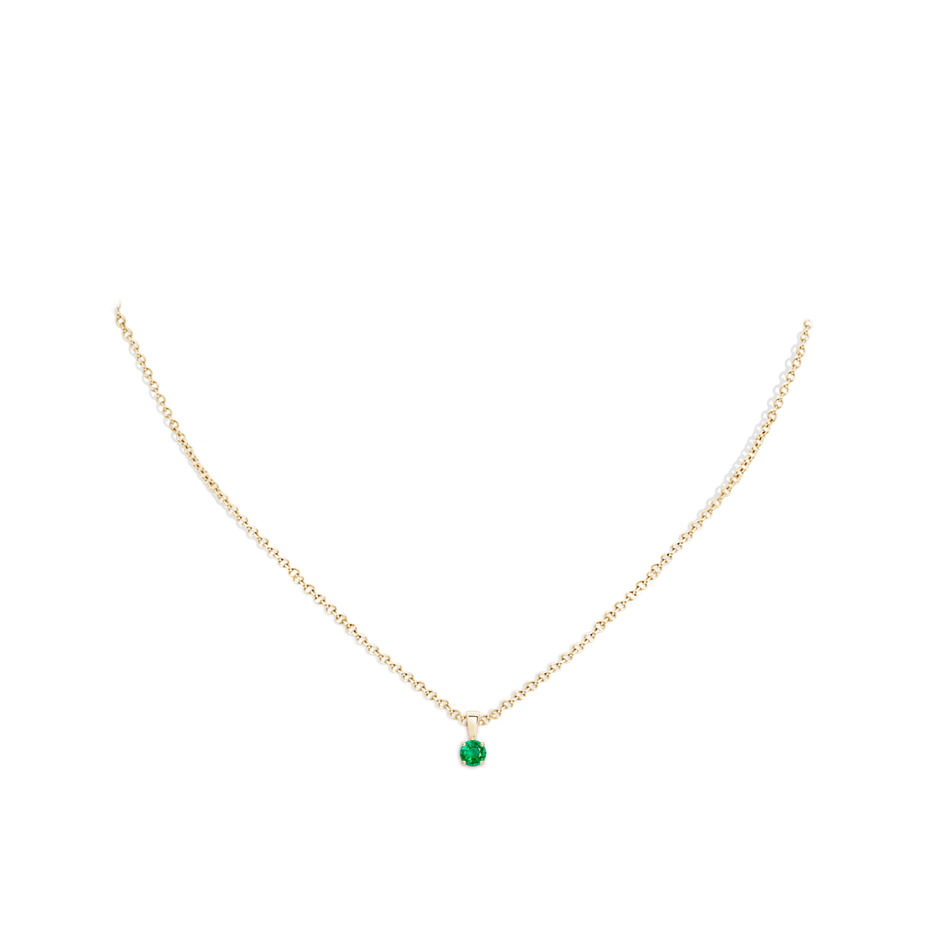 4mm AAA Classic Prong-Set Round Emerald Solitaire Pendant in Yellow Gold pen